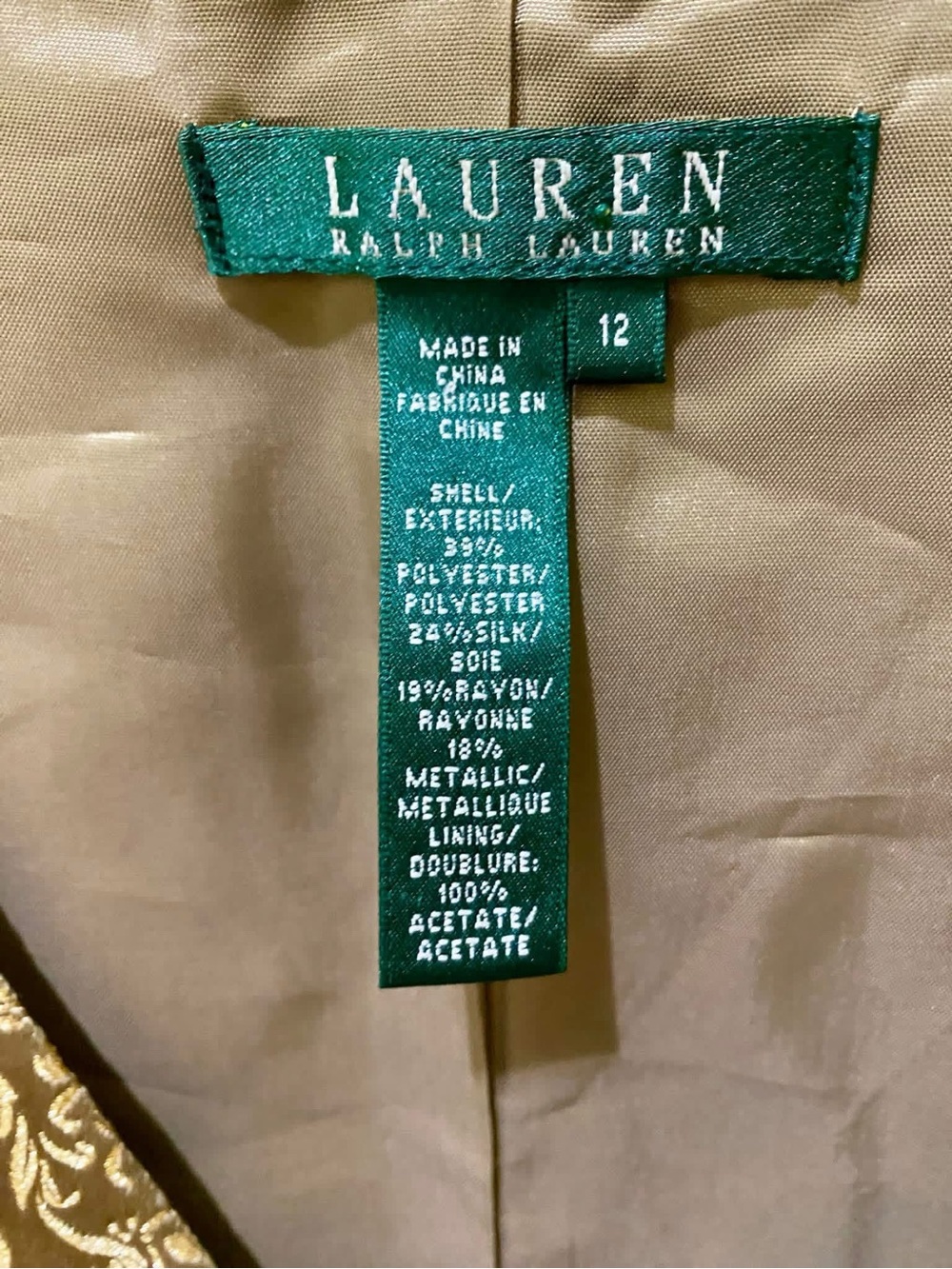 Ralph Lauren Women's Button-Front Golden Paisley Silk Jacquard Vest Waistcoat 12 - Picture 9 of 9